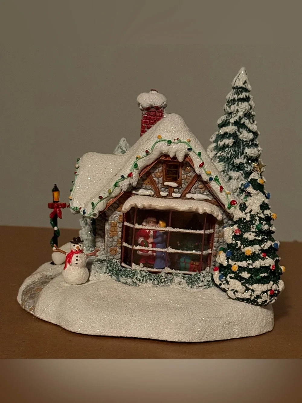Thomas Kinkade Stillwater Cottage Christmas Village House Teleflora Light Up Vtg